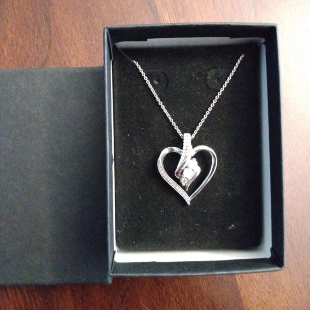 Heart shaped sterling silver necklace